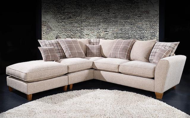 Lucy 1 Arm (Including Footstool) Left Hand Chaise Pillow Back Corner Sofa Corner Sofas- KC Sofas