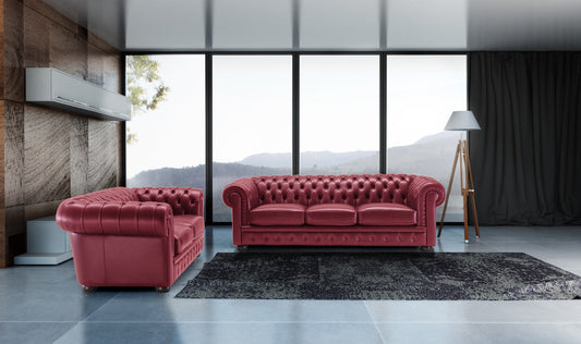 Chesterfield (Genuine Italian Leather) 3 Seater Sofa Italian Leather Sofas- KC Sofas