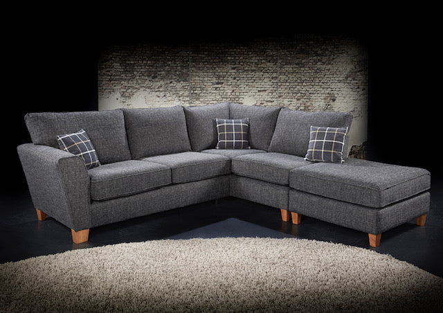 Lucy 1 Arm (Including Footstool) Right Hand Chaise Formal Back Corner Sofa (Express) Corner Sofas- KC Sofas