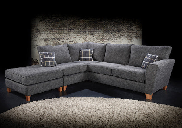 Lucy 1 Arm (Including Footstool) Left Hand Chaise Formal Back Corner Sofa (Express) Corner Sofas- KC Sofas