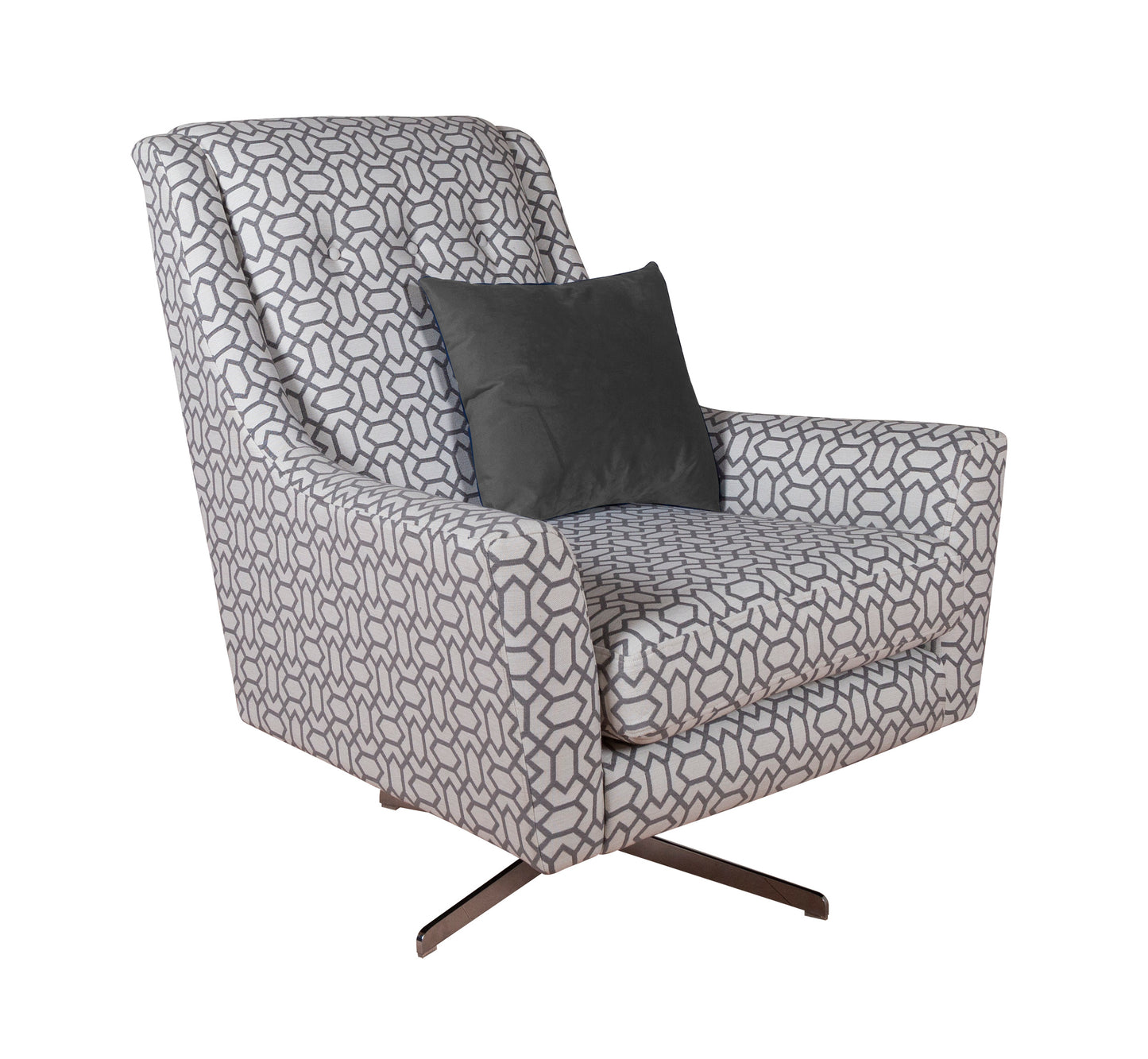 Fantasy Salute Patterned Swivel Accent Chair